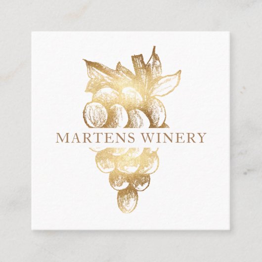 金ゴールドワイナリーワインメーカーソムリエエレガント スクエア名刺 (正面)