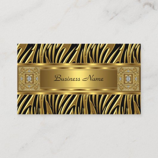 金ゴールドワイルドゼブラブラックジュエルルルックイメージ 名刺 (正面)