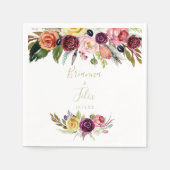 金ゴールドワイルドフェザーボホトロピカルフローラ結婚ズ スタンダードカクテルナプキン (正面)