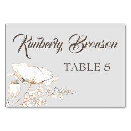 金ゴールドワイルドフラワーの個々のゲスト名テーブルカード テーブルナンバー