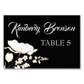 金ゴールドワイルドフラワーの個々のゲスト名テーブルカード テーブルナンバー (裏面)