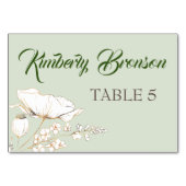 金ゴールドワイルドフラワーの個々のゲスト名テーブルカード テーブルナンバー (裏面)