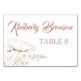 金ゴールドワイルドフラワーの個々のゲスト名テーブルカード テーブルナンバー