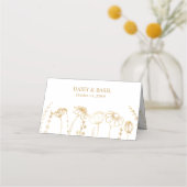 金ゴールドワイルドフラワースケッチシンプルフローラ プレイスカード (裏面)