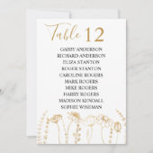 金ゴールドワイルドフラワースケッチテーブル番号座席カード (正面)