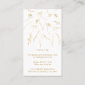 金ゴールドワイルドフラワースケッチフェミニンプロフェッショナル 名刺 (裏面)