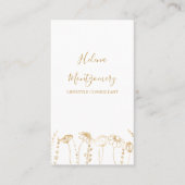 金ゴールドワイルドフラワースケッチフェミニンプロフェッショナル 名刺 (正面)