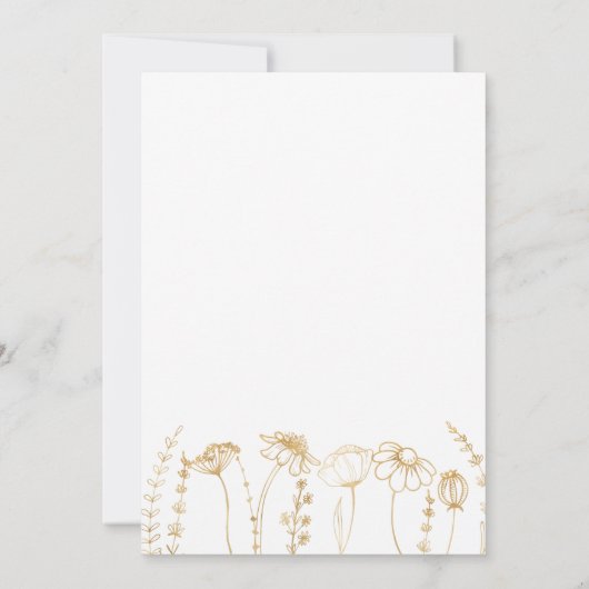 金ゴールドワイルドフラワースケ結婚ッチのディナーリハーサル 招待状 (裏面)