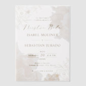 金ゴールドワイルドフラワーヌエストラスペインのボダ結婚ズ ベラム紙招待状 (正面)