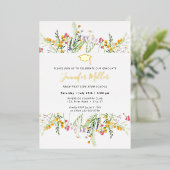 金ゴールドワイルドフラワー卒業写真の背面 箔招待状 (立ち正面)