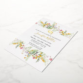 金ゴールドワイルドフラワー卒業写真の背面 箔招待状 (回転した状態)