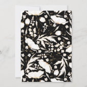 金ゴールドワイルドフラワー白黒結婚のメニュー 招待状 (裏面)