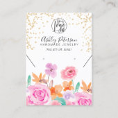 金ゴールドワイルドフローラロゴジュエリーイヤリングネックレス 名刺 (正面)