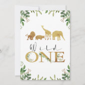 金ゴールドワイルドワンサファリ動物誕生日招待状 招待状 (裏面)