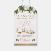 金ゴールドワイルドワンフェイクフローラサファリ誕生日の好意 ギフトタグ (正面)