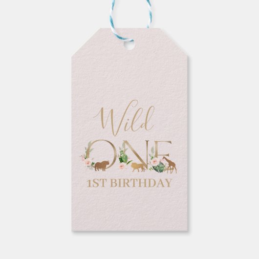 金ゴールドワイルドワンフェイクフローラサファリ誕生日の好意 ギフトタグ (裏面)