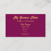 金ゴールドワインとブラックカラーブロック汎用 名刺 (裏面)