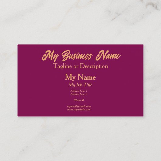 金ゴールドワインとブラックカラーブロック汎用 名刺 (裏面)