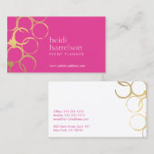 金ゴールドワインの汚れパーティープランナーピンクの名刺 名刺 (正面/裏面)