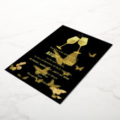 金ゴールドワイングラス蝶結婚の 箔招待状 (回転した状態)