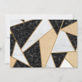 金ゴールドワイングラス、風船、大理石の退職パーティー 招待状 (裏面)