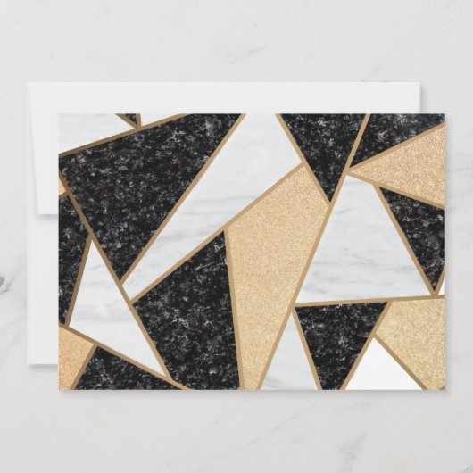 金ゴールドワイングラス、風船、大理石の退職パーティー 招待状 (裏面)