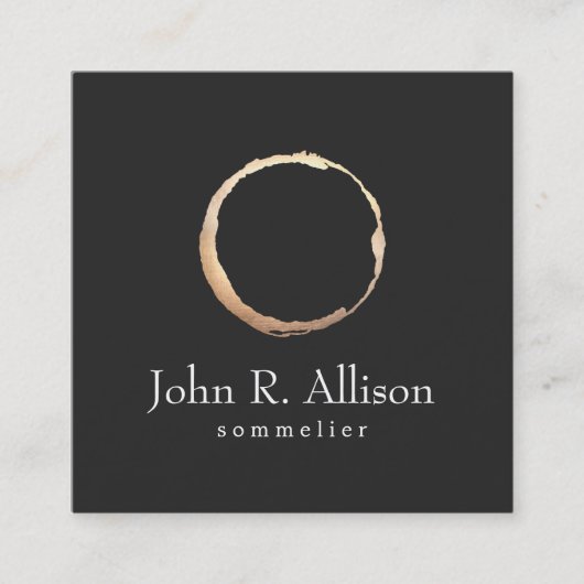金ゴールドワインステインソムリエブラック スクエア名刺 (正面)