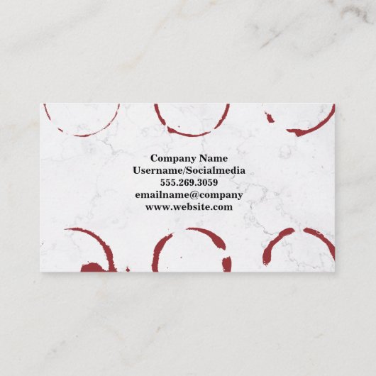 金ゴールドワインスプラッシュ |大理石 |ワインの汚れ 名刺 (裏面)