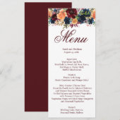 金ゴールドワインブルゴーニュネイビー結婚ブルーのメニュー メニュー (正面/裏面)