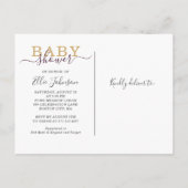 金ゴールドワインブルゴーニュフローラベビーシャワー インビテーションポストカード (裏面)