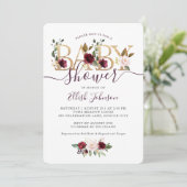 金ゴールドワインブルゴーニュフローラベビーシャワー 招待状 (スタンド正面)