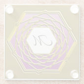 金ゴールドワインレッド六角デザイン付きガラスコースター ガラスコースター (裏面)