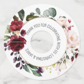 金ゴールドワイン赤面フローラ結婚式の引き出物 ワイングラスタグ (正面)