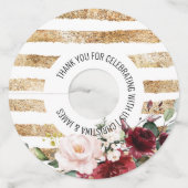 金ゴールドワイン赤面フローラ結婚式の引き出物 ワイングラスタグ (正面)