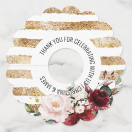 金ゴールドワイン赤面フローラ結婚式の引き出物 ワイングラスタグ