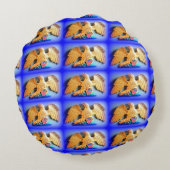 金ゴールドワシの丸い青い枕 ラウンドクッション (裏面)