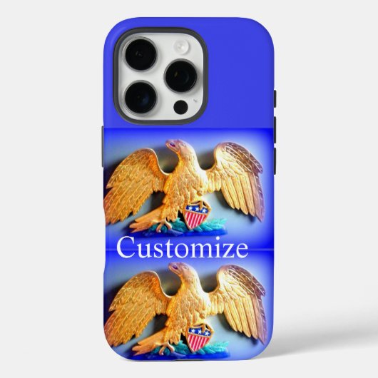 金ゴールドワシの青いiphoneケース Case-Mate iPhoneケース (裏面)