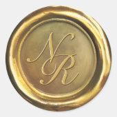 金ゴールドワックスシールカスタマイズイニシャルラグジュアリーシール ラウンドシール (正面)