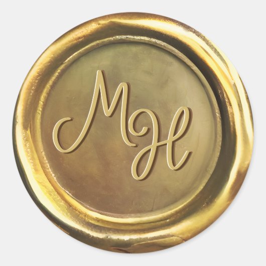 金ゴールドワックスシールヴィンテージカスタマイズ結婚式用シール ラウンドシール (正面)