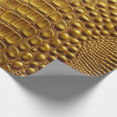 金ゴールドワニアリゲータースキンレザーフェイクプリント ラッピングペーパー (角)