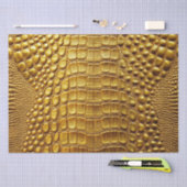 金ゴールドワニアリゲータースキンレザーフェイクプリント 薄葉紙 (クラフト)