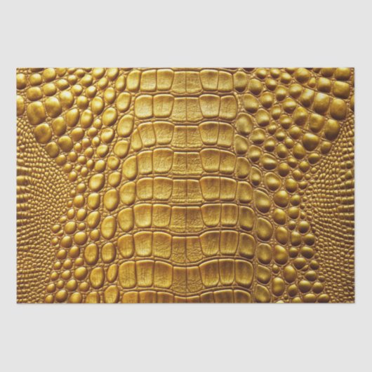 金ゴールドワニアリゲータースキンレザーフェイクプリント 薄葉紙 (正面)