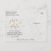 金ゴールドワールドマップの宛先の日付の保存 案内ポストカード (裏面)