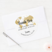 金ゴールドワールドマップトラベルテーマサンキュービッグ ラウンドシール (封筒)