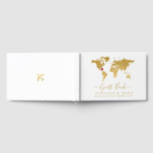 金ゴールドワールドマップパーソナライズされたハート先 ゲストブック (全面)