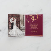 金ゴールドワ結婚インの写真お礼ノートカード サンキューカード (内部)