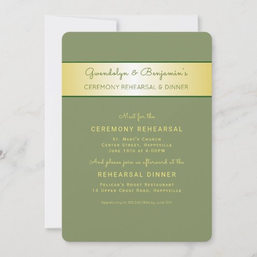 金ゴールドンセージセレモニーリハーサルディナー招待状 招待状 (正面)