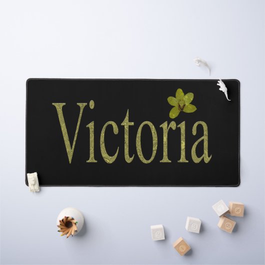 金ゴールドヴィクトリアの名前は黄金の蘭で作られた デスクマット (キッズテーブル)