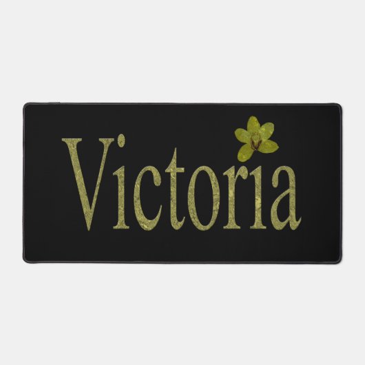 金ゴールドヴィクトリアの名前は黄金の蘭で作られた デスクマット (正面)