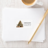 金ゴールドヴィンテージかわいいクリスマスツリーの願い ラベル (インサイチュ)